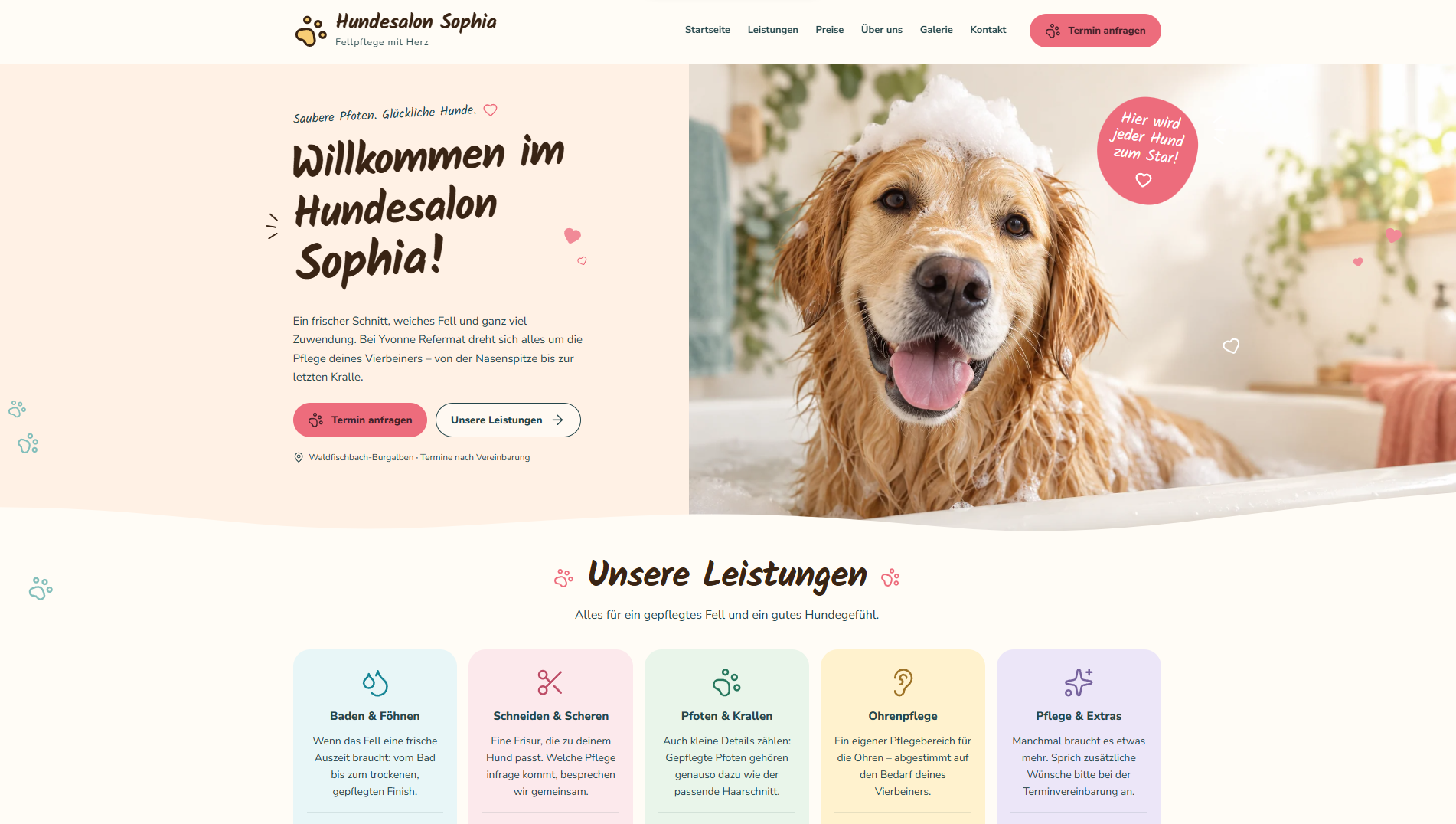 Website für Hundesalon Sophia